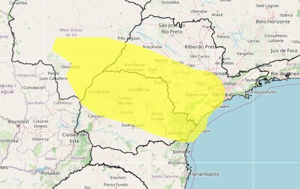 Aviso de "perigo potencial" para chuvas intensas em SP • Inmet