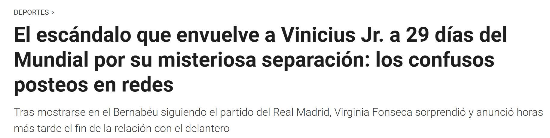 Jornal Infobae repercute fim de relacionamento de Virginia e Vini Jr. • Reprodução/Infobae