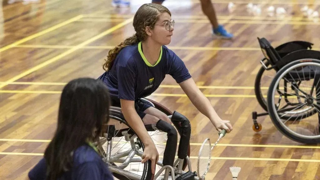 Leticia Sanches, atleta da Escola Paralímpica de Esportes, durante partida no Camping Escolar Paralímpico, no CT Paralímpico, em São Paulo • Alessandra Cabral/CPB