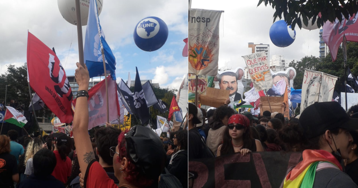 Manifestação estudantil fecha Faria Lima contra Governo de SP