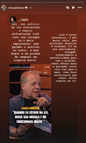Chico Pinheiro repostou mensagem do filho, Marcelo Pinheiro • Instagram/Chico Pinheiro