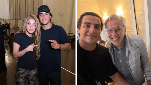Marcelo Sangalo com Shakira e Caetano Veloso nos bastidores do Todo Mundo No Rio