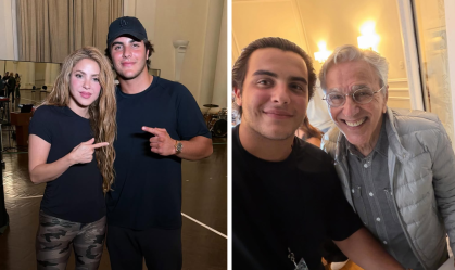 Marcelo Sangalo com Shakira e Caetano Veloso nos bastidores do Todo Mundo No Rio