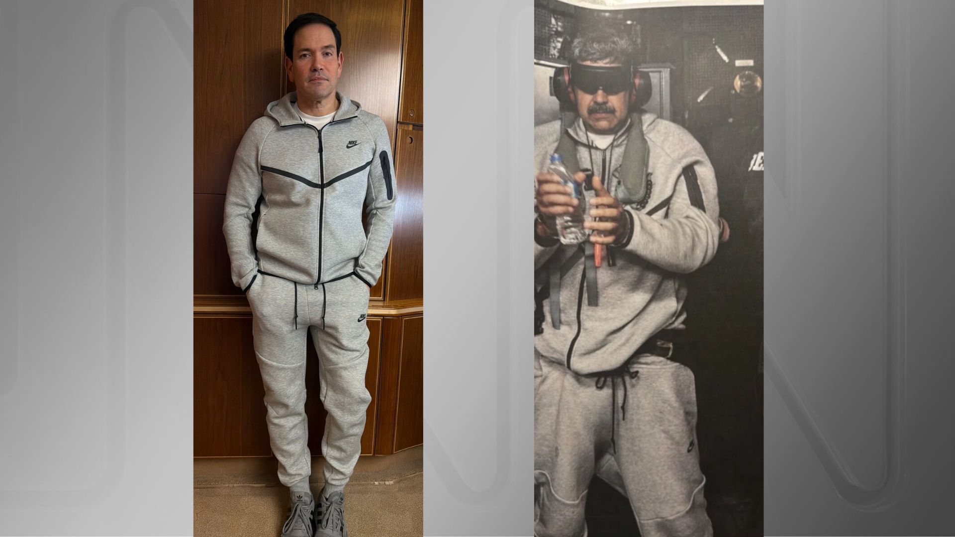 Marco Rubio, secretário de Estado dos Estados Unidos, usa agasalho igual ao utilizado por Nicolás Maduro após ser capturado por forças dos Estados Unidos
