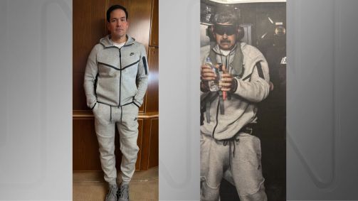Marco Rubio, secretário de Estado dos Estados Unidos, usa agasalho igual ao utilizado por Nicolás Maduro após ser capturado por forças dos Estados Unidos