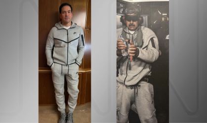 Marco Rubio, secretário de Estado dos Estados Unidos, usa agasalho igual ao utilizado por Nicolás Maduro após ser capturado por forças dos Estados Unidos