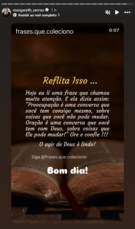 Margareth Serrão reflete após término de Virginia • Instagram/Margareth Serrão