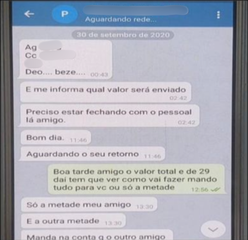 Contato salvo como “Player” informando um número de conta bancária para ser utilizada no “acerto de contas” ou “balancete” mensal efetuado. Essa conta informada, ainda que fragmentada com relação ao nome do titular, levou até Deolane • Reprodução/Policia Civil de São Paulo