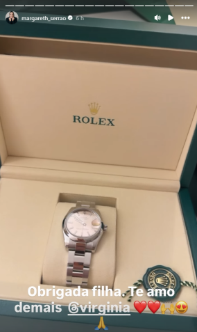 Virginia presenteia mãe com relógio Rolex • Instagram/Margareth Serrão