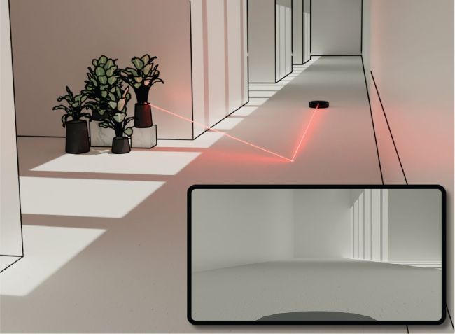 Um robô autônomo poderia usar o LiDAR para detectar obstáculos fora do seu ângulo de visão • Siddharth Somasundaram/MIT Media Labs/Divulgação
