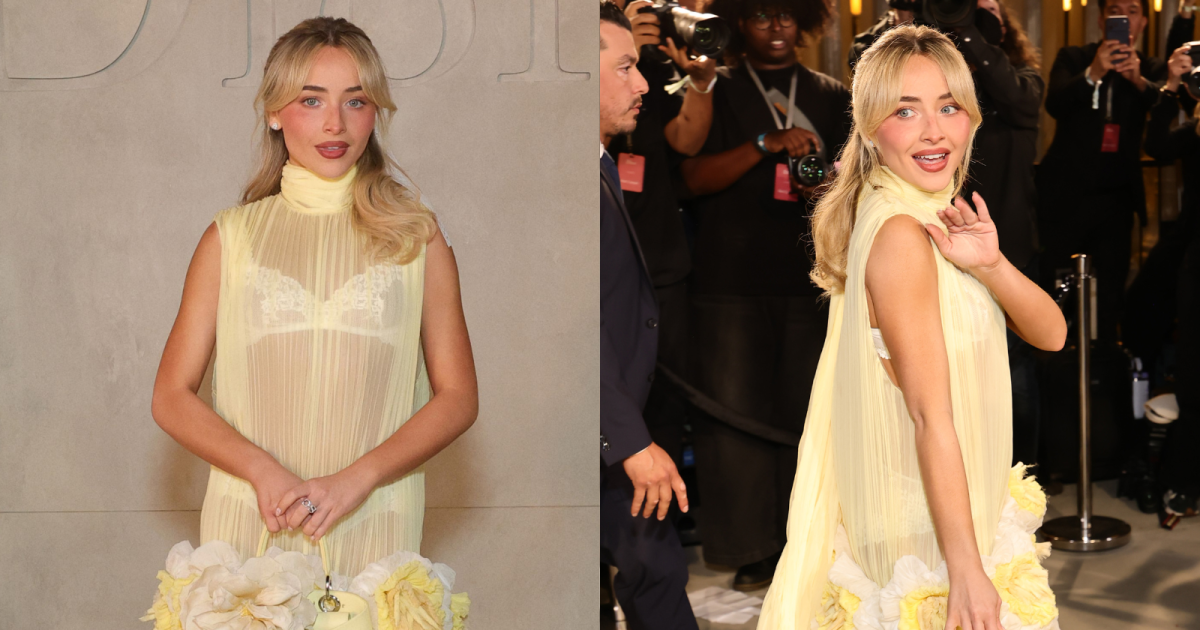 Sabrina Carpenter vai a desfile da Dior com look que abriu a passarela