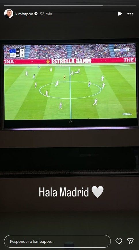 Mbappé fez post de incentivo quando Real Madrid já perdia o clássico contra o Barcelona por 2 a 0