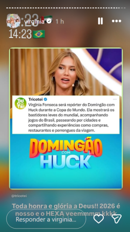 Virginia confirma que atuará como repórter na Copa do Mundo • Instagram/ Virginia