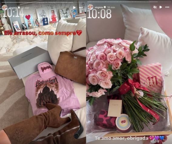 Virginia mostra presentes que ganhou do namorado, o jogador Vinicius Jr. • Instagram/Virginia Fonseca