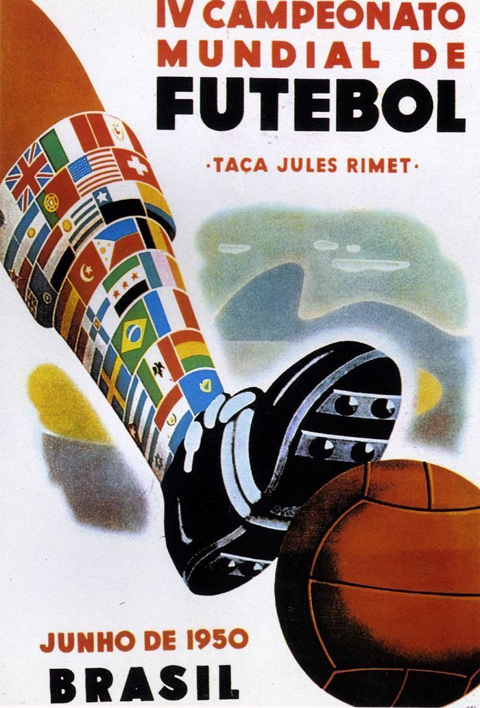 Cartaz da Copa do Mundo no Brasil, em 1950 • Reprodução
