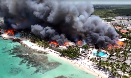 Imagem mostra incêndio em resort na República Dominicana