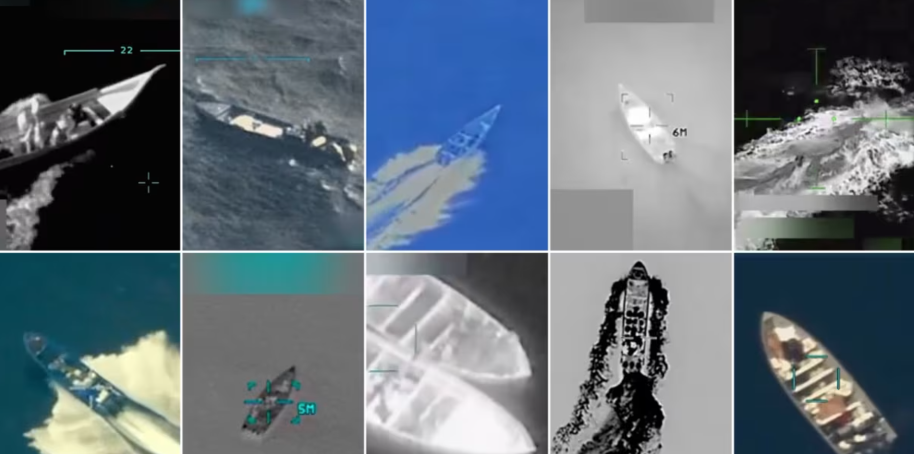 Montagem mostra 10 momentos em que as forças armadas dos EUA alvejaram embarcações em águas internacionais