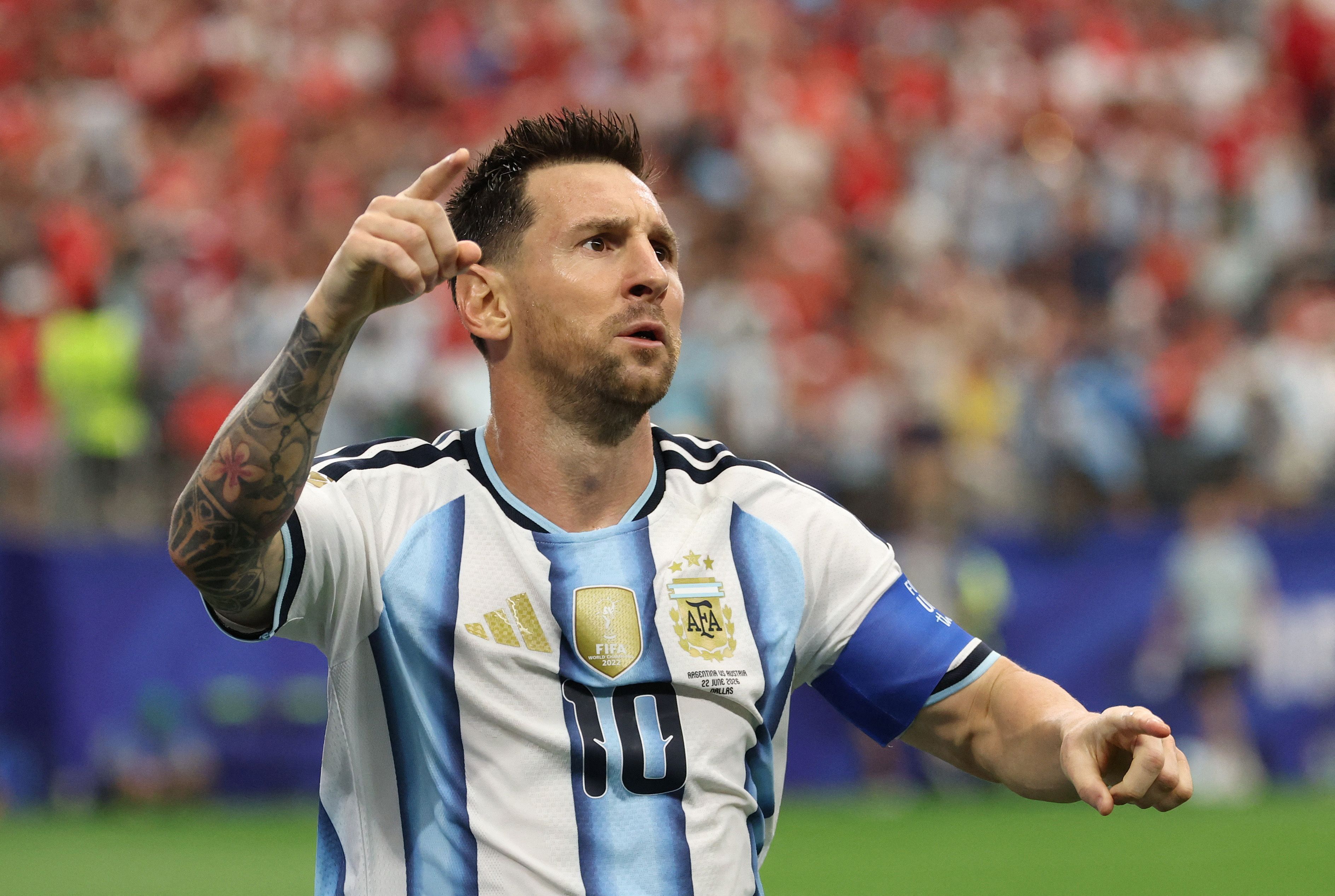 Lionel Messi comemora gol marcado contra a Áustria pela Copa do Mundo 22 de junho de 2026 IMAGN IMAGES via Reuters/Troy Taormina • IMAGN IMAGES via Reuters