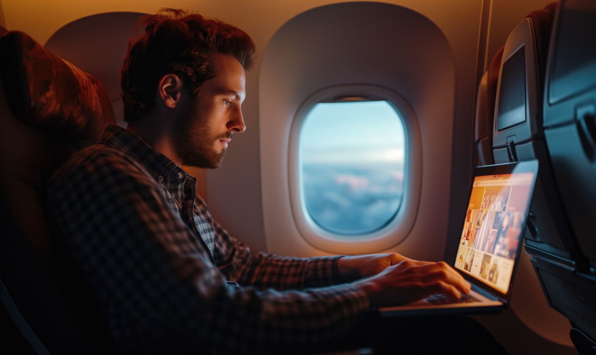 homem-navegando-em-computador-em-frente-a-janela-de-avião