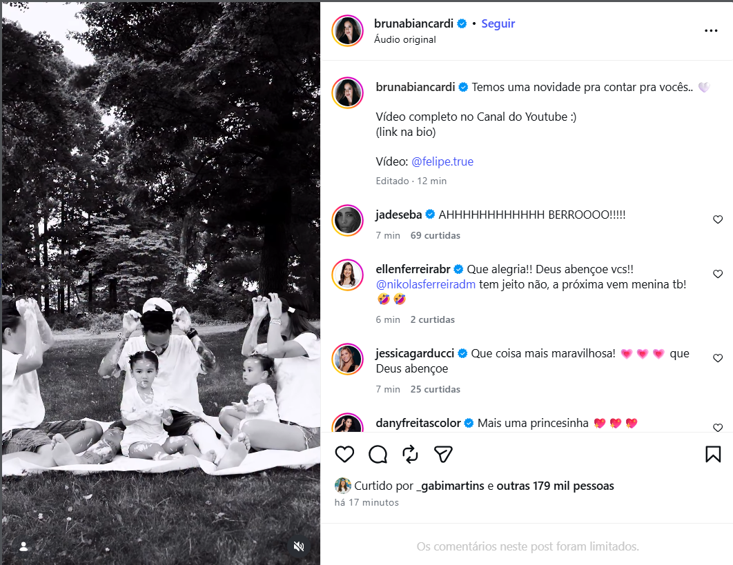 Biancardi e Neymar anunciam gravidez de terceiro filho em post nas redes sociais • Reprodução/Instagram