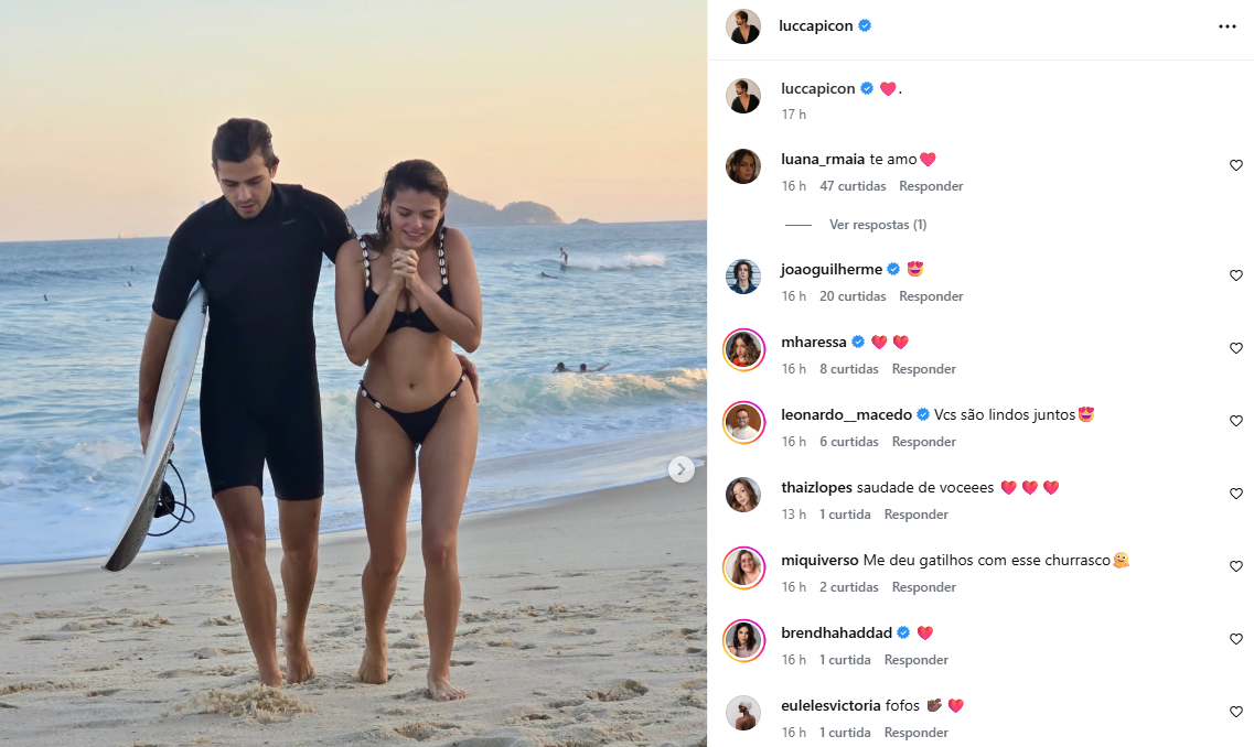 Lucca Picon e Luana Maia ganharam comentário de João Guilherme • Instagram/Lucca Picon