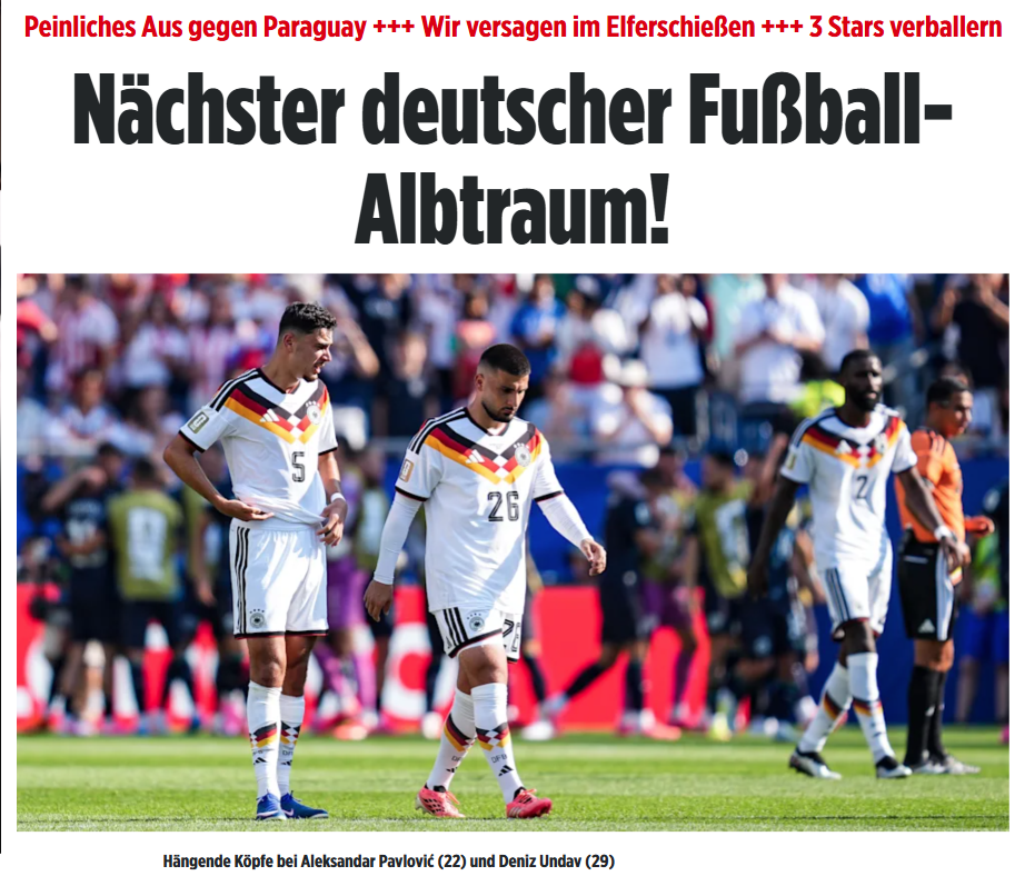 "Mais um pesadelo do futebol alemão", diz o Bild