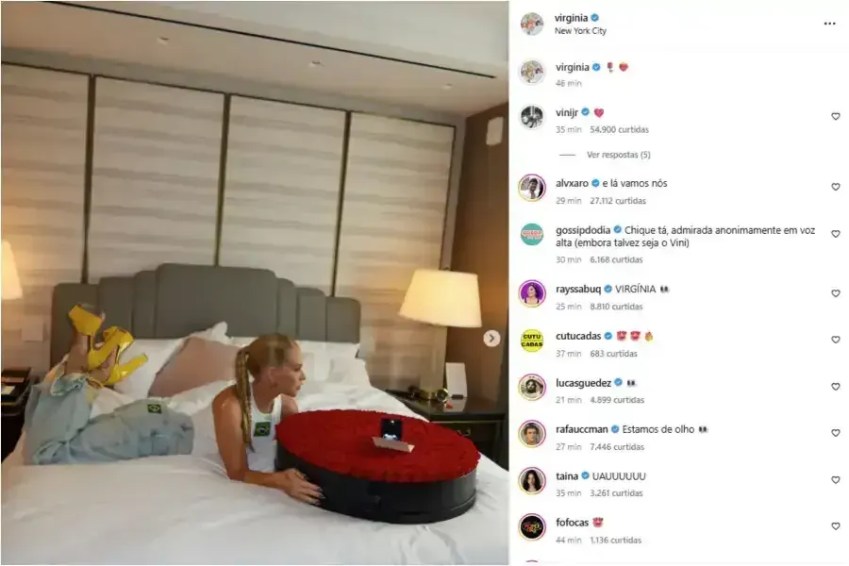 Comentário de Vini Jr. na publicação de Virginia • Reprodução
