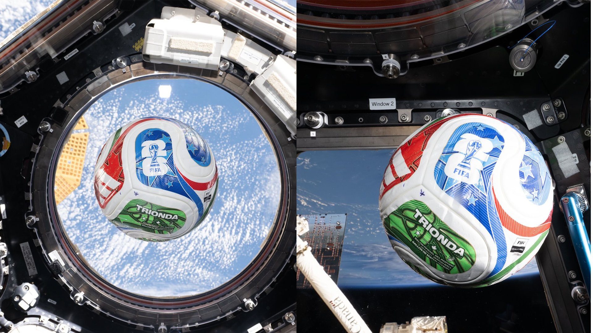 Vídeos e imagens divulgados pela agência espacial mostram a tripulação da viagem ao brincar com o artigo de futebol