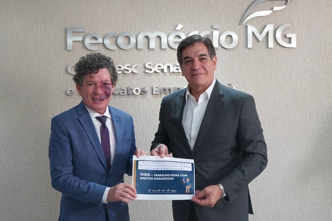 Deputado Reginaldo Lopes (`T-MG) e Nadim Donato, presidente da Fecomércio-MG • Divulgação