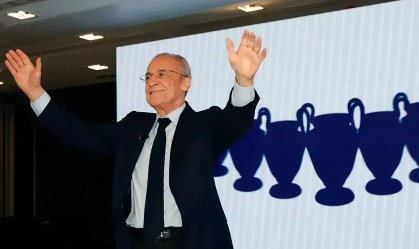 Imagem de destaque do post: Florentino Pérez é reeleito presidente do Real Madrid em meio a polêmicas