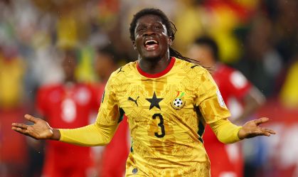 Caleb Yirenkyi comemora o gol de Gana contra o Panamá