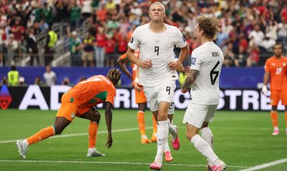 Erling Haaland durante vitória da Noruega sobre a Costa do Marfim