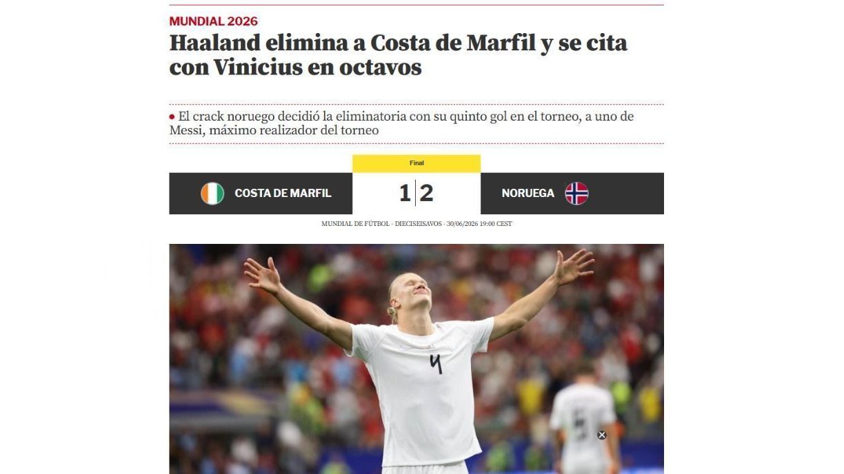 Jornal espanhol destaca embate entre Haaland e Vinicius pelas oitavas da Copa do Munodo em Brasil x Noruega