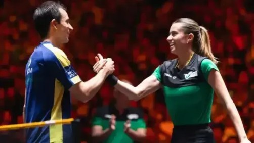 Hugo Calderano e Bruna Takahashi, mesatenista brasileiros