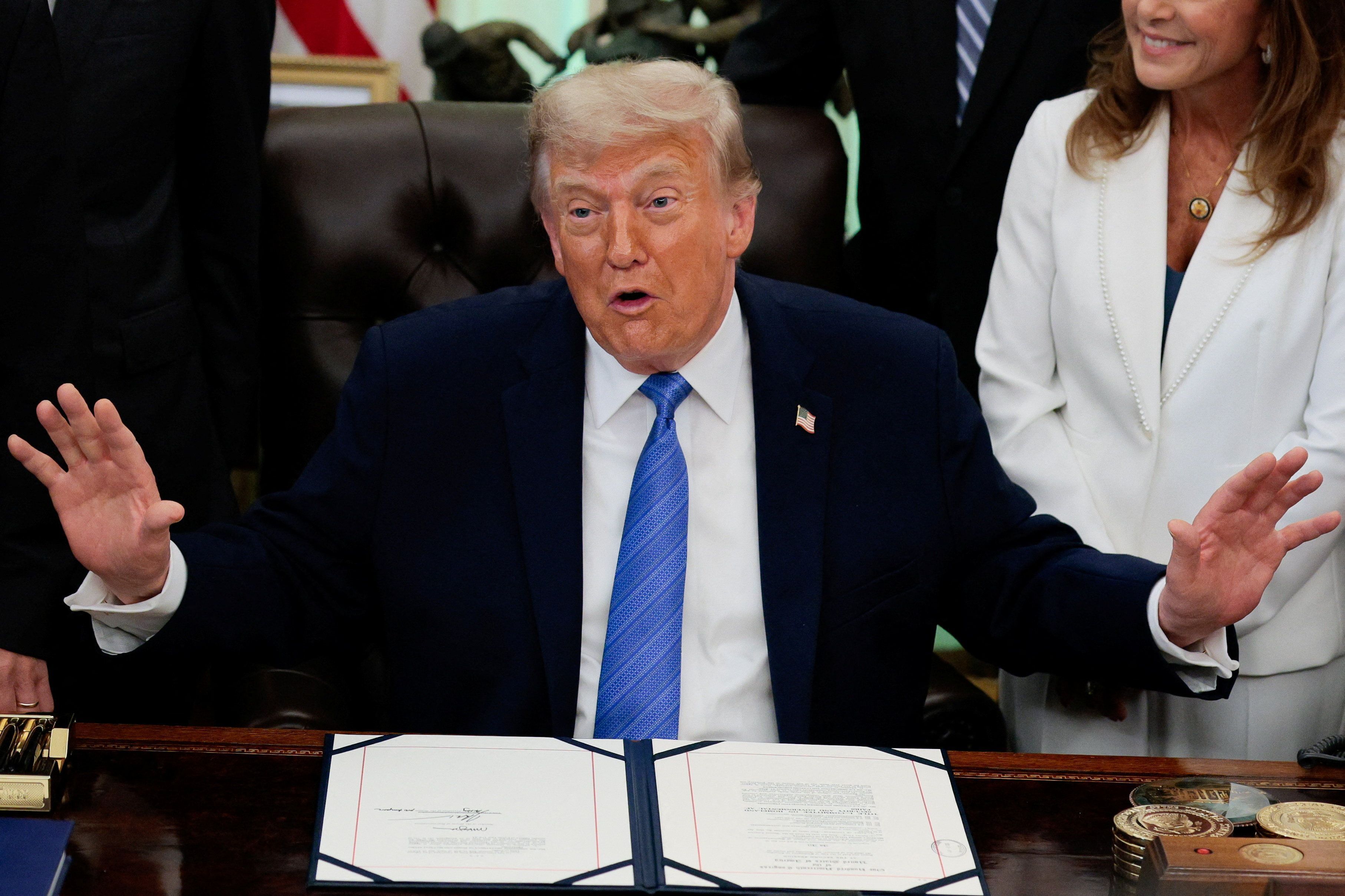O presidente dos EUA, Donald Trump, no Salão Oval da Casa Branca