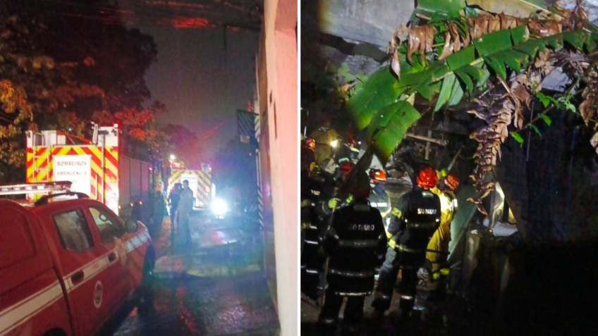 Local está interditado, após um imóvel desabar por causa das fortes chuvas que atingem São Paulo. • Reprodução/Defesa Civil