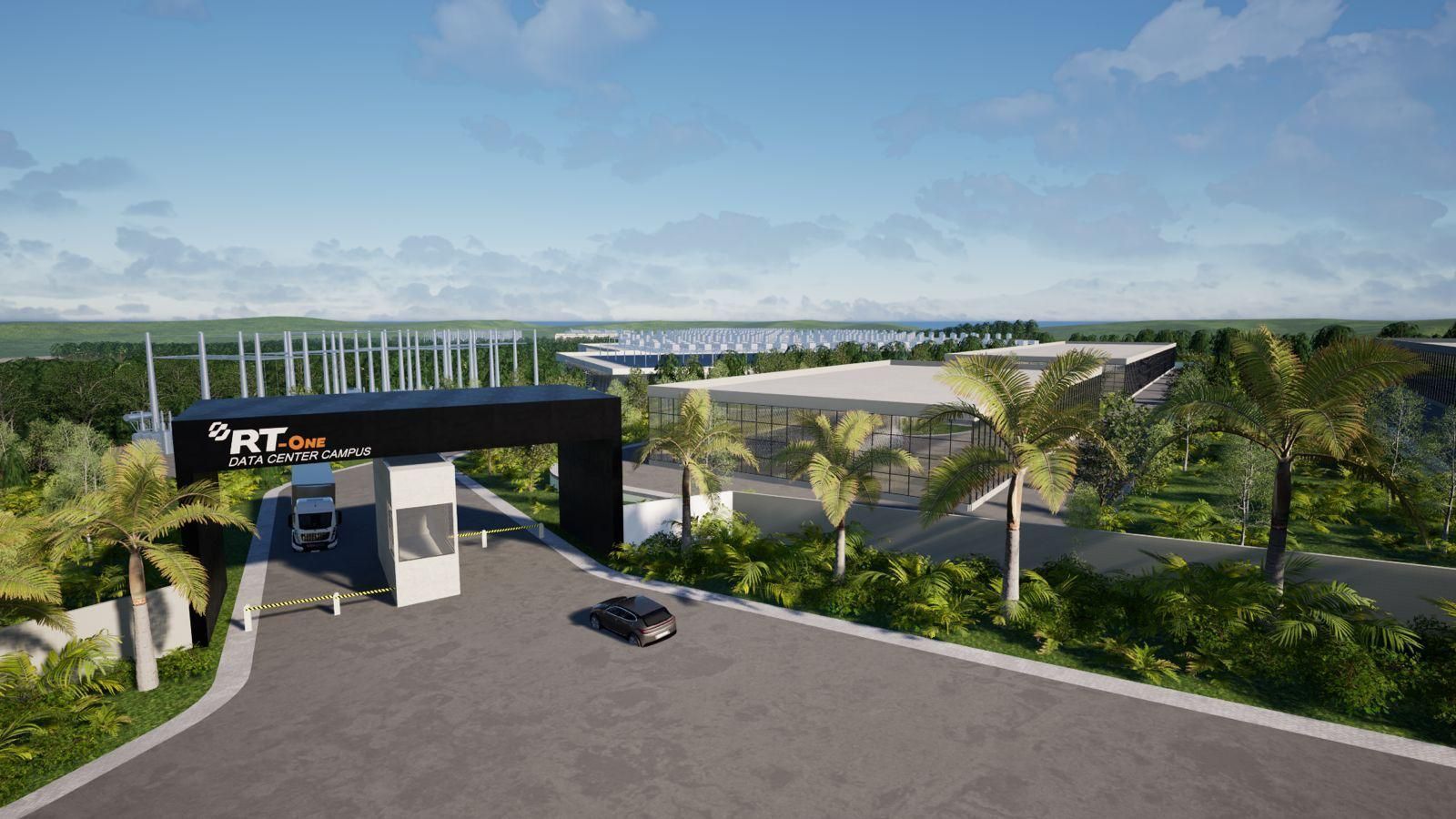 Imagem mostra entrada projetada de data center da RT-One em Uberlândia (MG) • Divulgação/RT-One