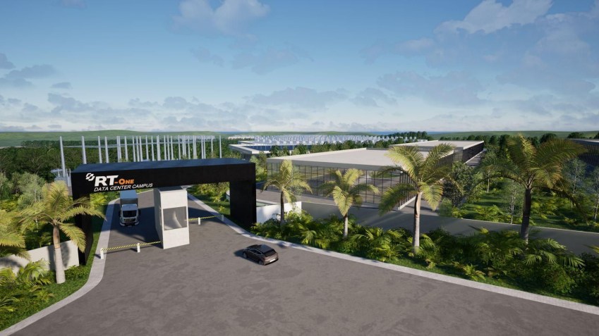 Imagem mostra entrada projetada de data center da RT-One em Uberlândia (MG) • Divulgação/RT-One