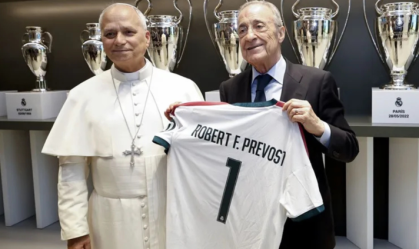 Imagem de destaque do post: Real Madrid homenageia Papa Leão XIV com título de membro honorário