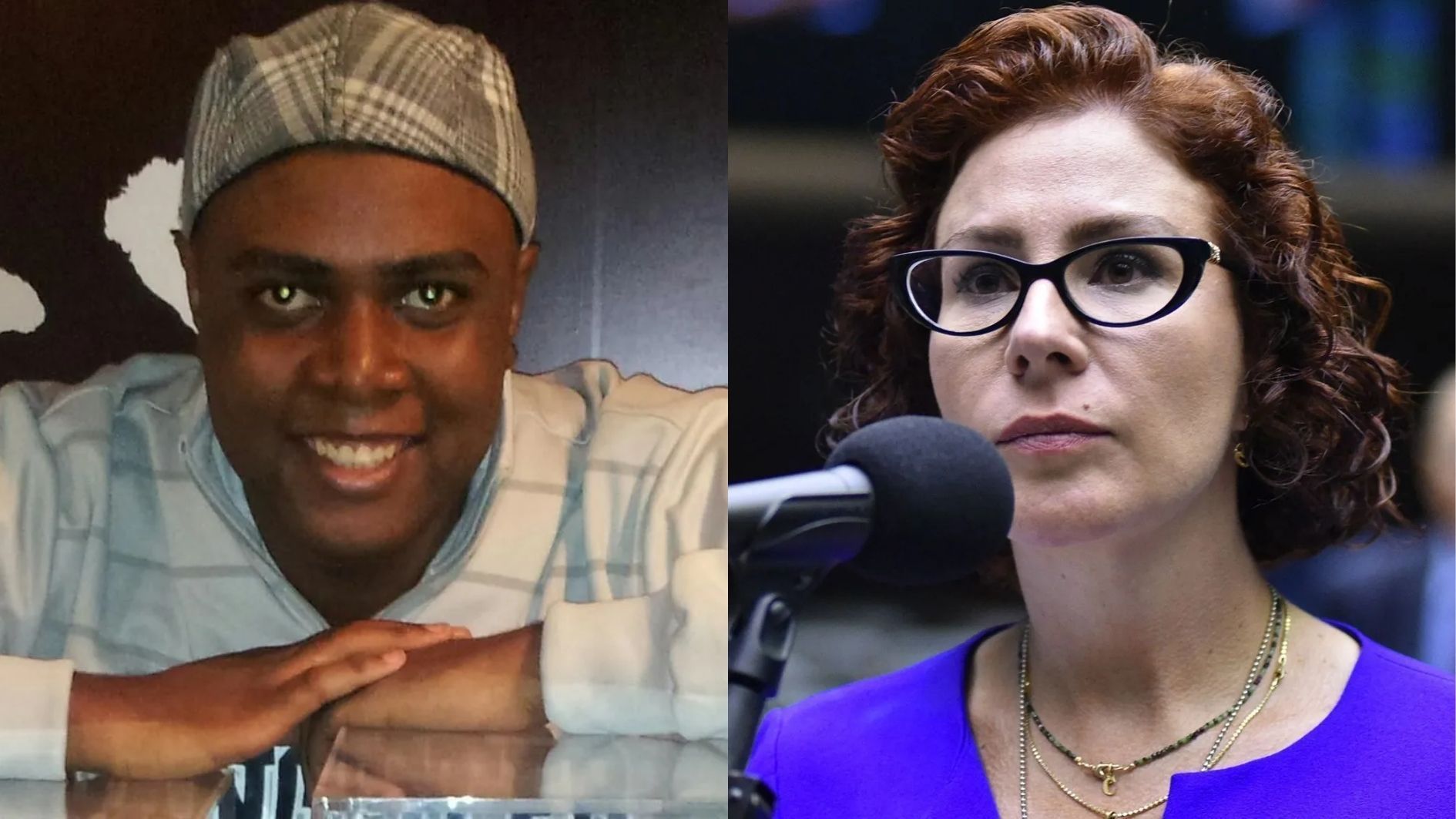 O jornalista Luan Araújo e a ex-deputada federal Carla Zambelli (PL)