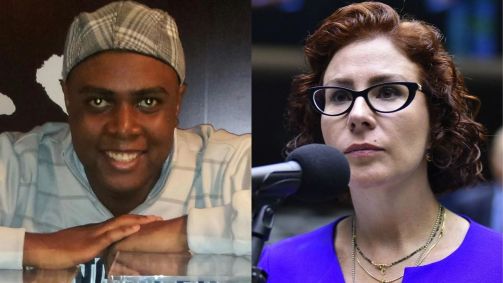 O jornalista Luan Araújo e a ex-deputada federal Carla Zambelli (PL)