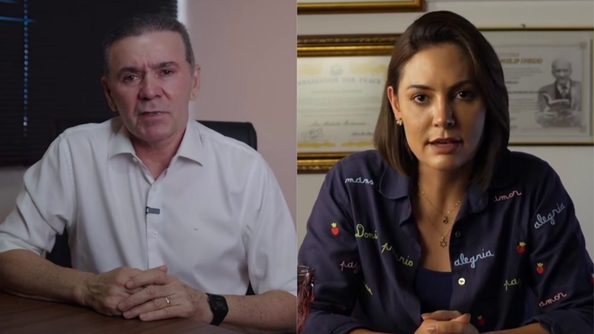 O deputado estadual Alcides Fernandes (PL-CE) e a ex-primeira-dama Michelle Bolsonaro (PL)