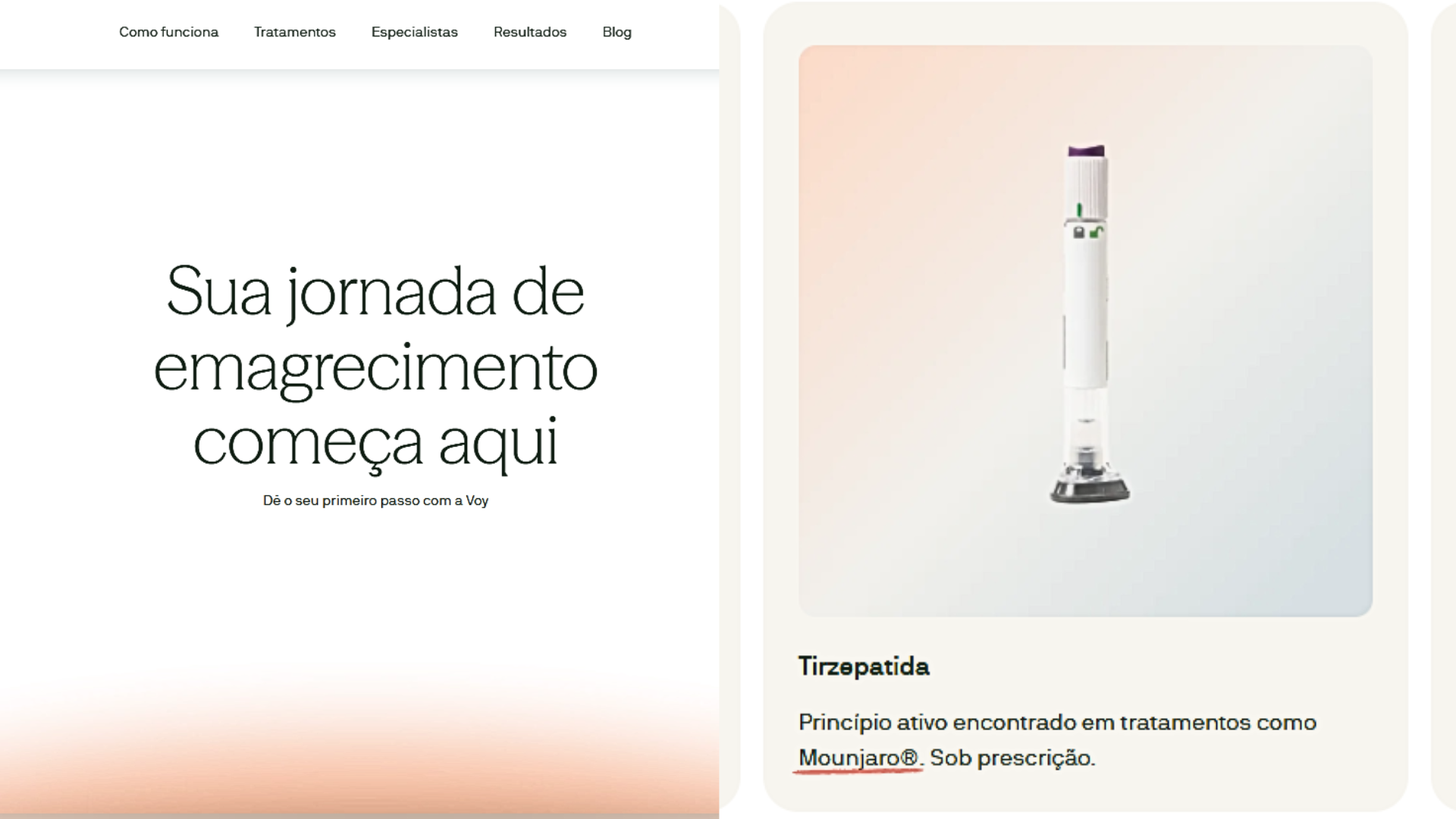 Segundo a Anvisa, a empresa que vende produtos para emagrecimento não tem autorização para comercializar esse tipo de serviço • Reprodução/VoySaude