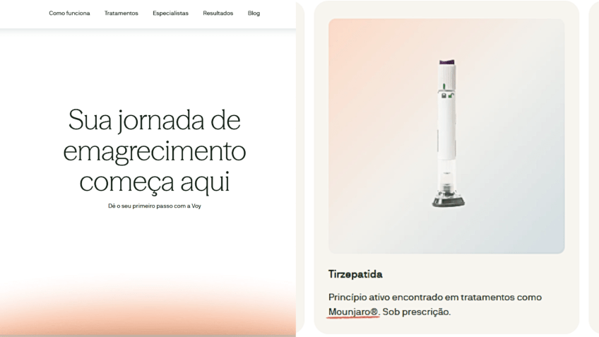 Segundo a Anvisa, a mpresa que vende produtos para emagrecimento não tem autorização para comercializar esse tipo de serviço • Reprodução/VoySaude