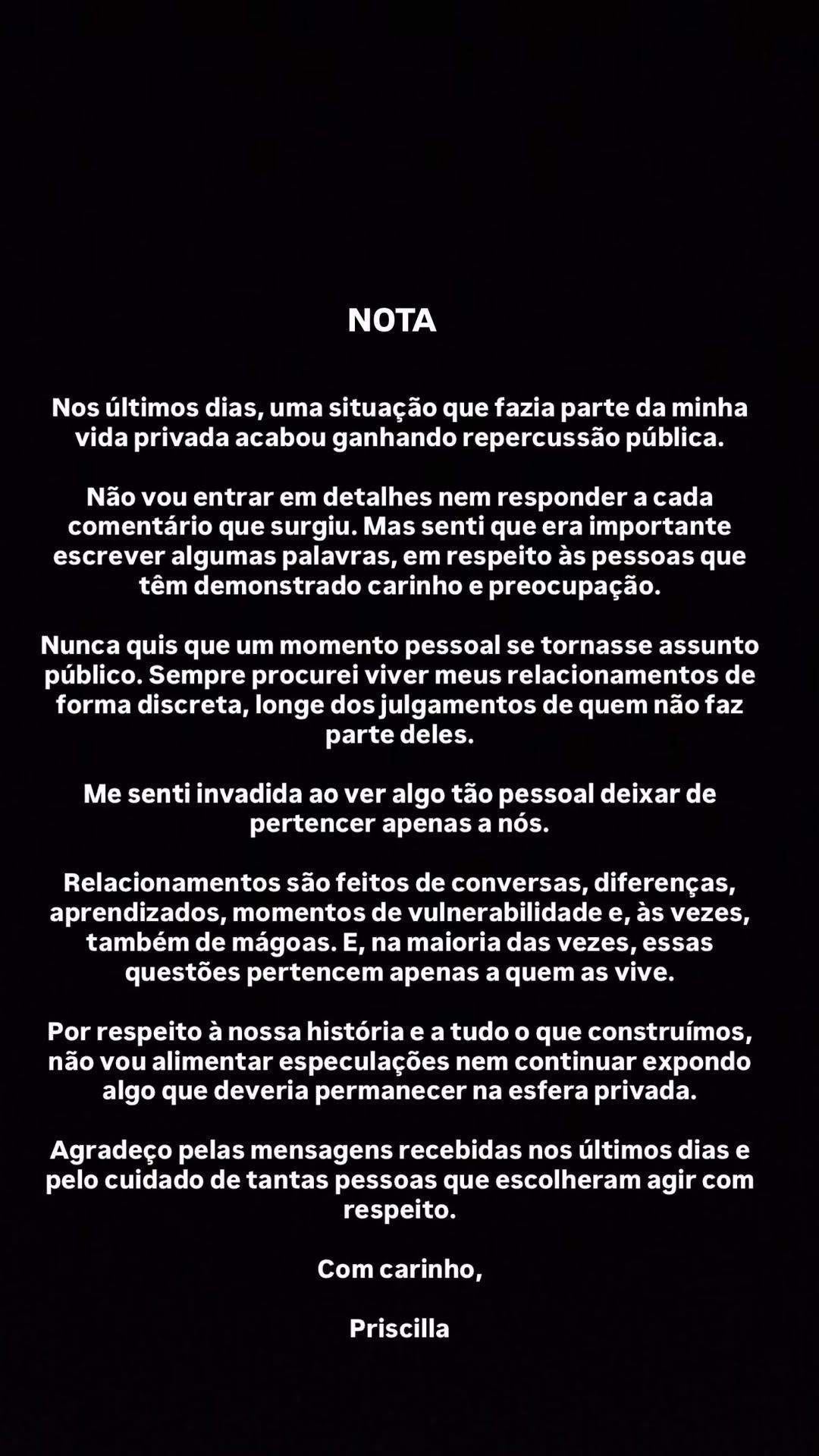 Priscilla Monroy desabafou sobre repercussão de áudios durante o 'São João da Thay' • Instagram/Priscilla Monroy