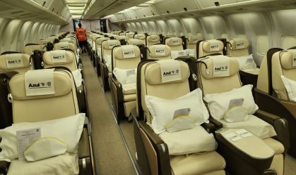Imagem interna do avião da Seleção Brasileira