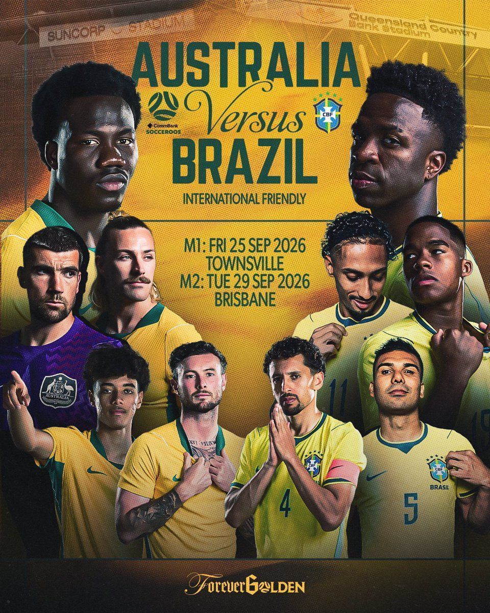 Seleção australiana anunciou dois amistosos contra o Brasil para setembro