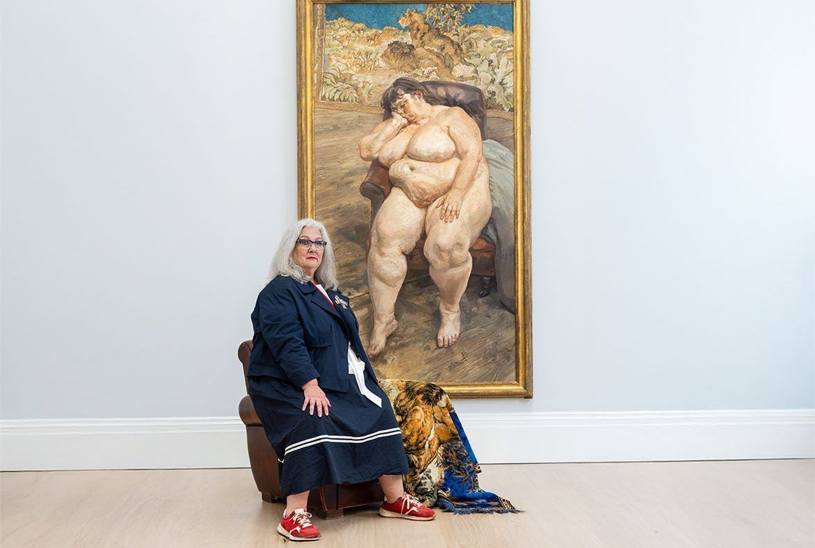 "Dormindo ao Lado do Tapete de Leões" (1996) do artista britânico Lucian Freud