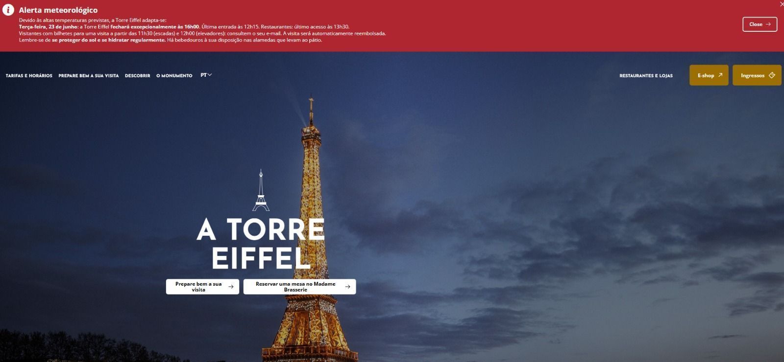 Torre Eiffel fecha mais cedo por causa do calor em Paris • toureiffel.paris