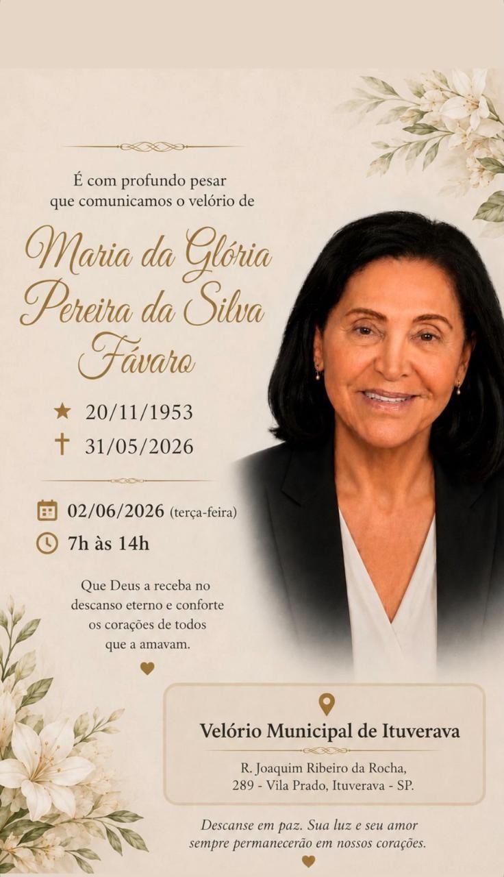 Velório de Maria da Glória está marcado para esta terça-feira (2) • Reprodução